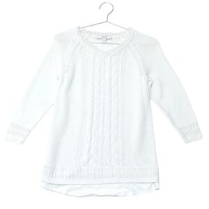 Liz Claiborne | Crochet Knit | Cable Knit Sweater | V Neck | Stretch | Soft |